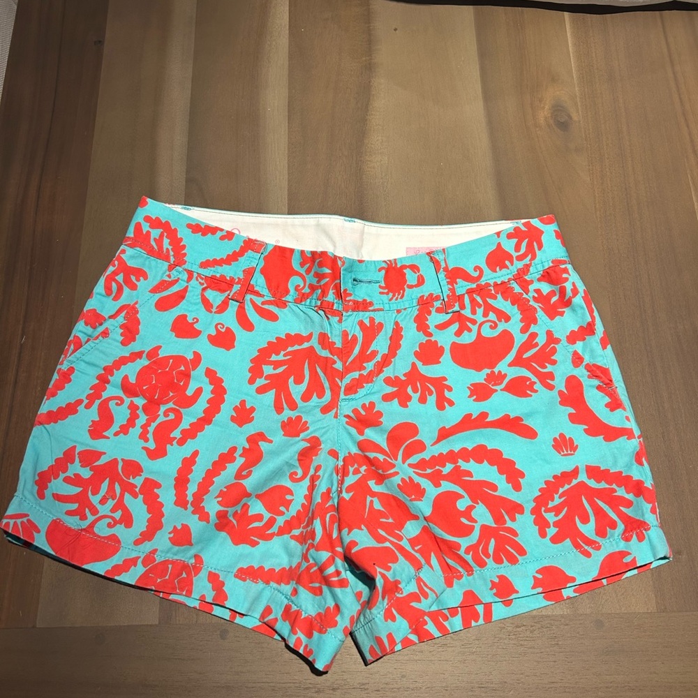 Lilly Pulitzer Red and Blue Bermuda Shorts Vibrant Summer Style